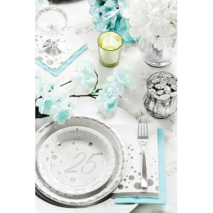 16-COUNT PAPER LUNCH NAPKINS, 25TH ANNIVERSARY, SPARKLE AND SHINE SILVER - Image 2